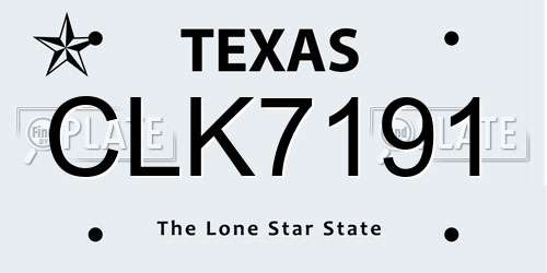 CLK7191 Texas License Plate