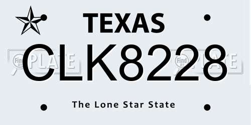 CLK8228 Texas License Plate