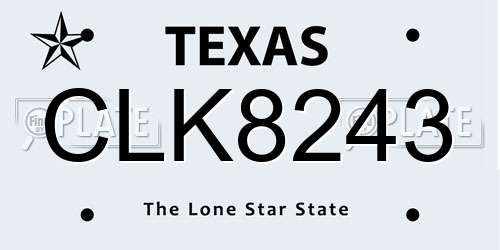 CLK8243 Texas License Plate