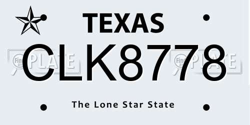 CLK8778 Texas License Plate