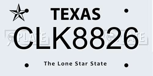 CLK8826 Texas License Plate