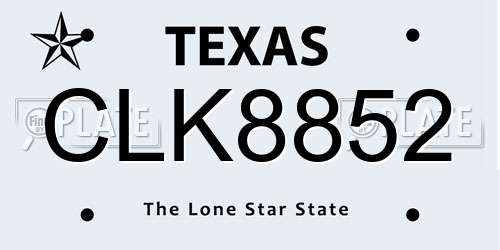 CLK8852 Texas License Plate