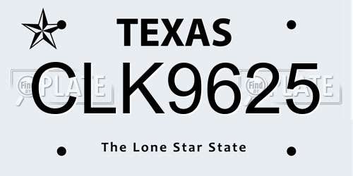 CLK9625 Texas License Plate