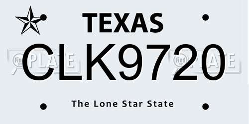 CLK9720 Texas License Plate
