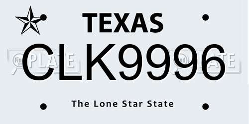 CLK9996 Texas License Plate