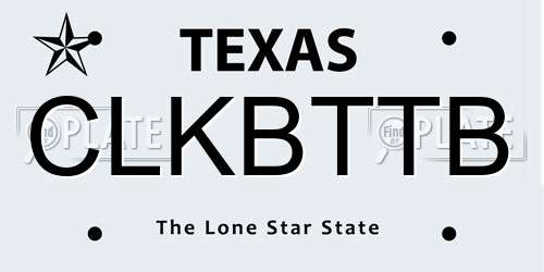 CLKBTTB Texas License Plate