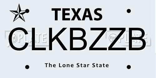 CLKBZZB Texas License Plate