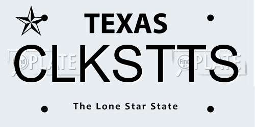 CLKSTTS Texas License Plate