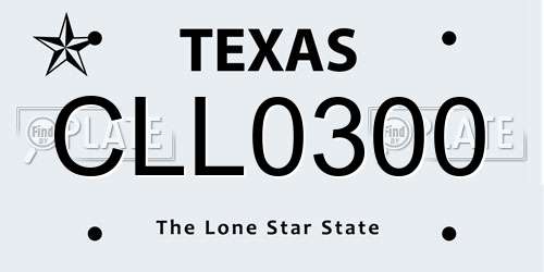 CLL0300 Texas License Plate