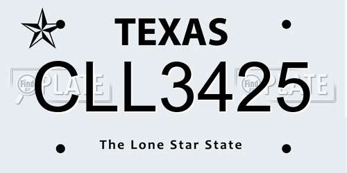 CLL3425 Texas License Plate