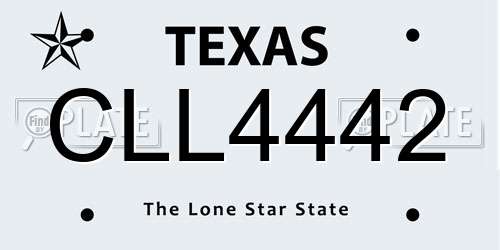 CLL4442 Texas License Plate