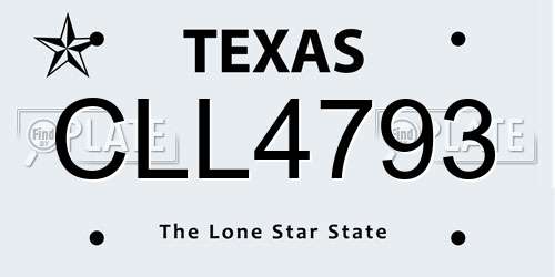 CLL4793 Texas License Plate