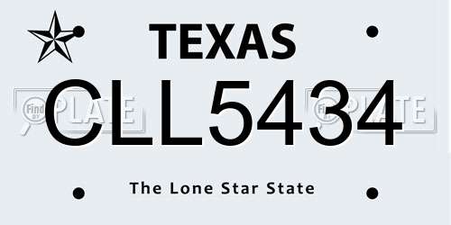 CLL5434 Texas License Plate