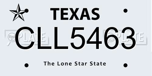 CLL5463 Texas License Plate