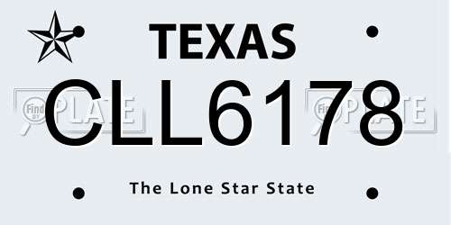 CLL6178 Texas License Plate