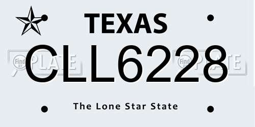 CLL6228 Texas License Plate