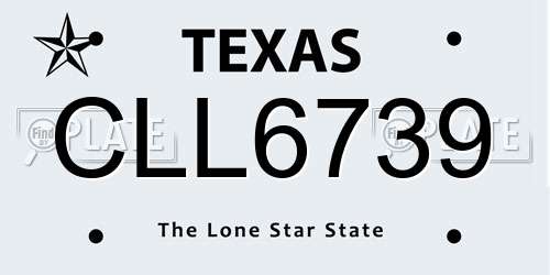 CLL6739 Texas License Plate