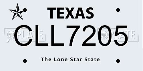 CLL7205 Texas License Plate