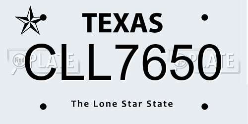 CLL7650 Texas License Plate