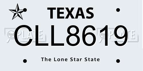CLL8619 Texas License Plate