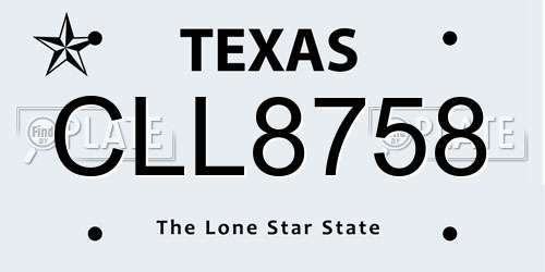CLL8758 Texas License Plate