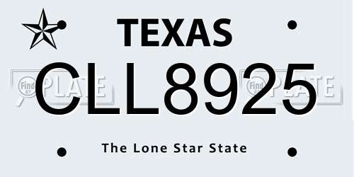 CLL8925 Texas License Plate