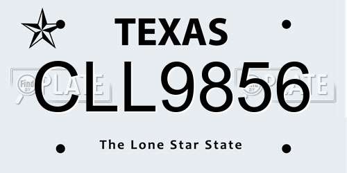 CLL9856 Texas License Plate