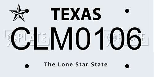 CLM0106 Texas License Plate