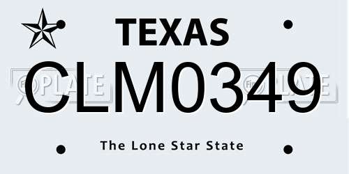 CLM0349 Texas License Plate