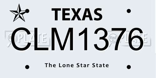CLM1376 Texas License Plate