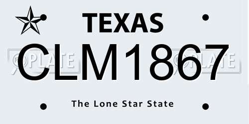 CLM1867 Texas License Plate