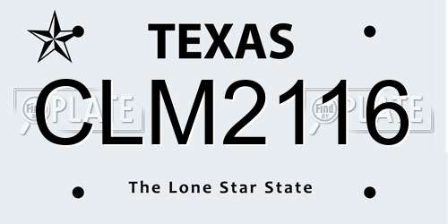 CLM2116 Texas License Plate