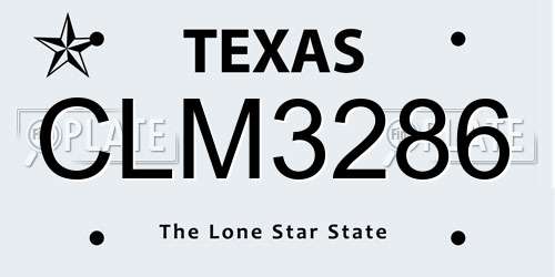 CLM3286 Texas License Plate