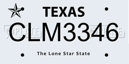 CLM3346 Texas License Plate