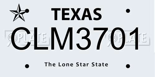 CLM3701 Texas License Plate