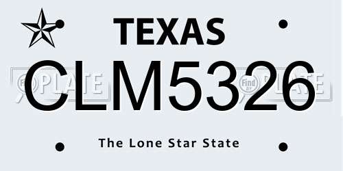 CLM5326 Texas License Plate