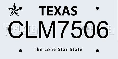 CLM7506 Texas License Plate