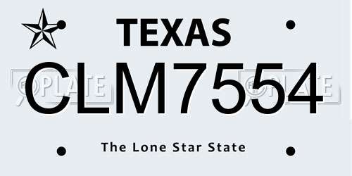 CLM7554 Texas License Plate