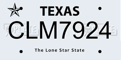 CLM7924 Texas License Plate