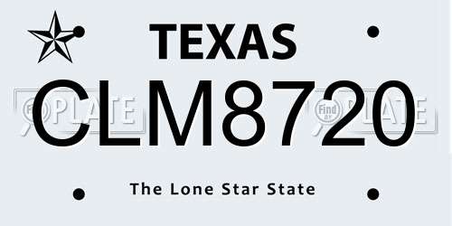CLM8720 Texas License Plate