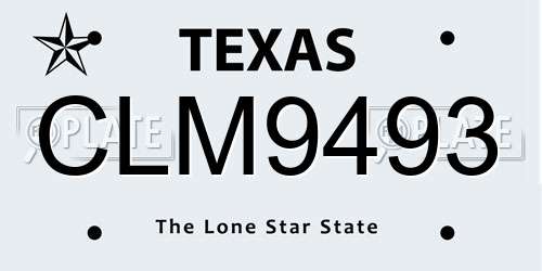 CLM9493 Texas License Plate