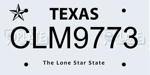 CLM9773 Texas License Plate