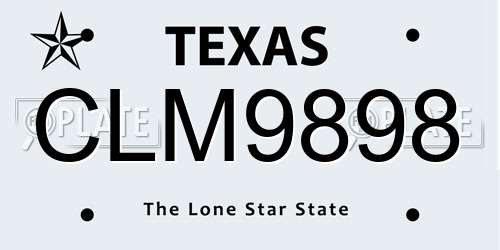 CLM9898 Texas License Plate