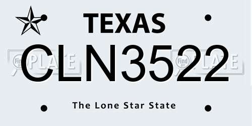 CLN3522 Texas License Plate