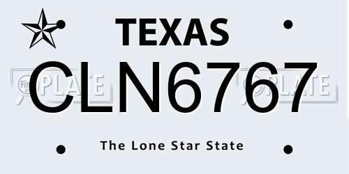 CLN6767 Texas License Plate