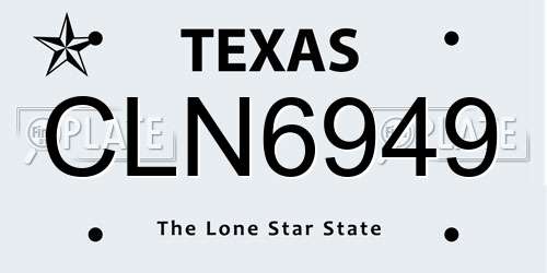 CLN6949 Texas License Plate
