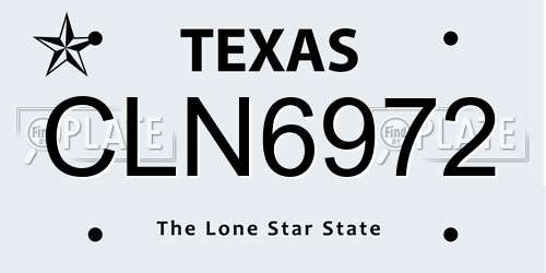 CLN6972 Texas License Plate