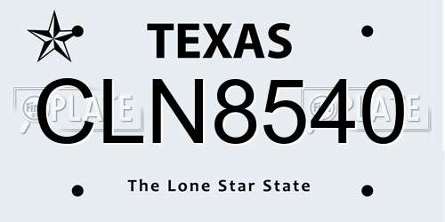 CLN8540 Texas License Plate