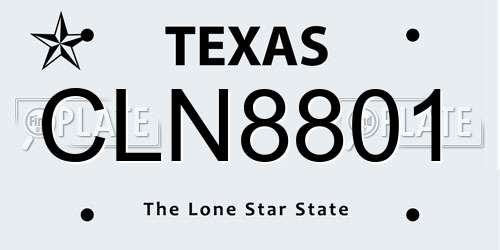 CLN8801 Texas License Plate