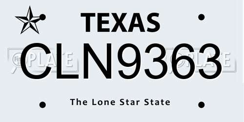 CLN9363 Texas License Plate